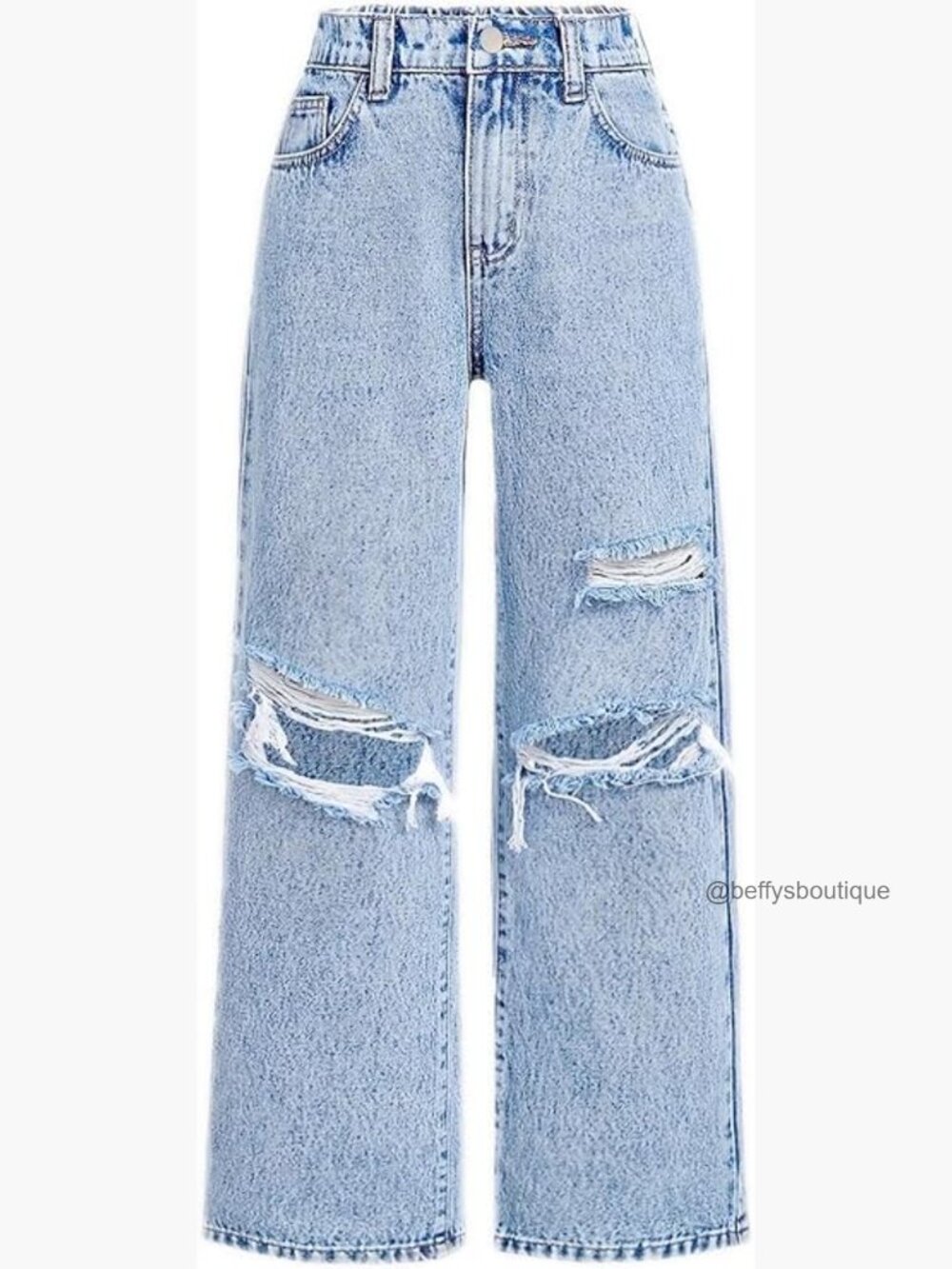 Girl's Y2K Wide Leg Baggy Jeans High Waist Zipper Fly Denim Pants